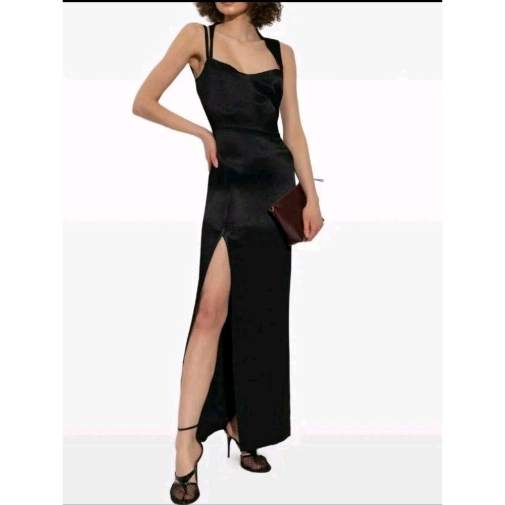 IRO Ruina Women's Black Asymmetrical Sweetheart Neck Long Cocktail Dress 38
